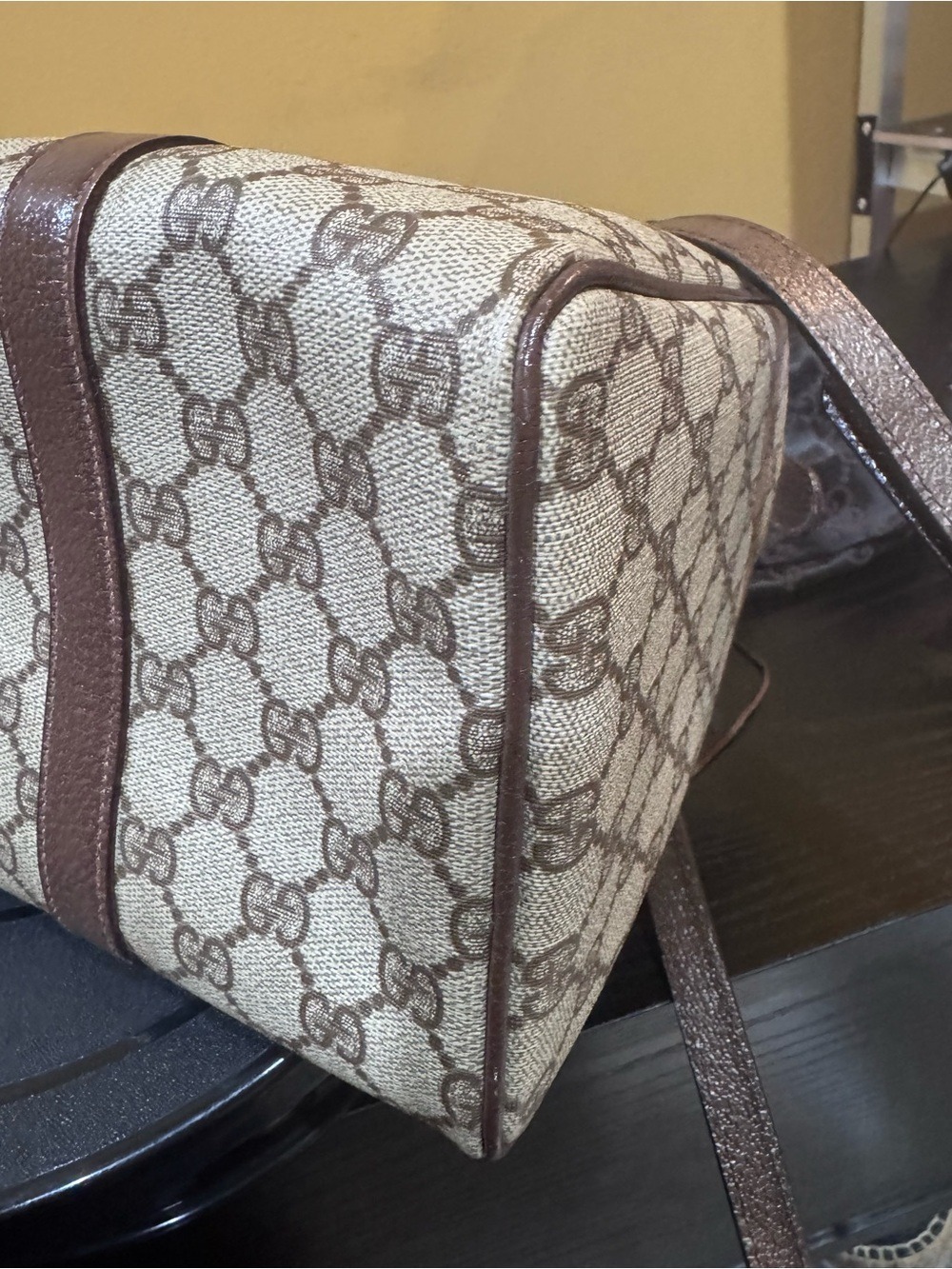 Gucci Beige GG Canvas & Leather Boston Satchel with Gold Hardware, Dust Bag - Picture 8 of 16